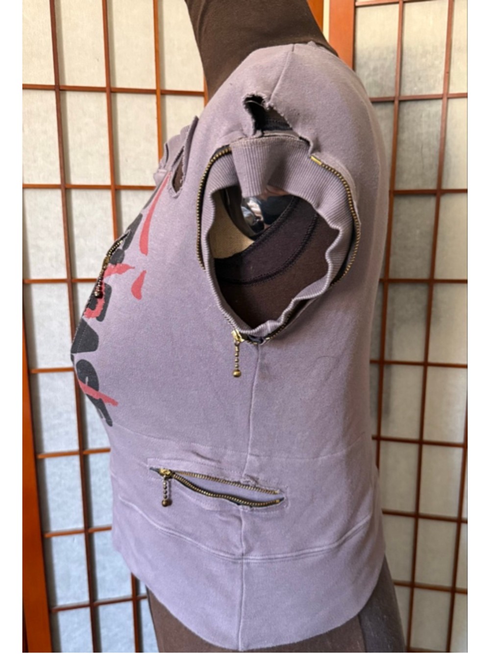 Vivienne Westwood Anglomania Distressed Zip Graphic Sweatshirt Size L Punk Rock - Picture 2 of 8